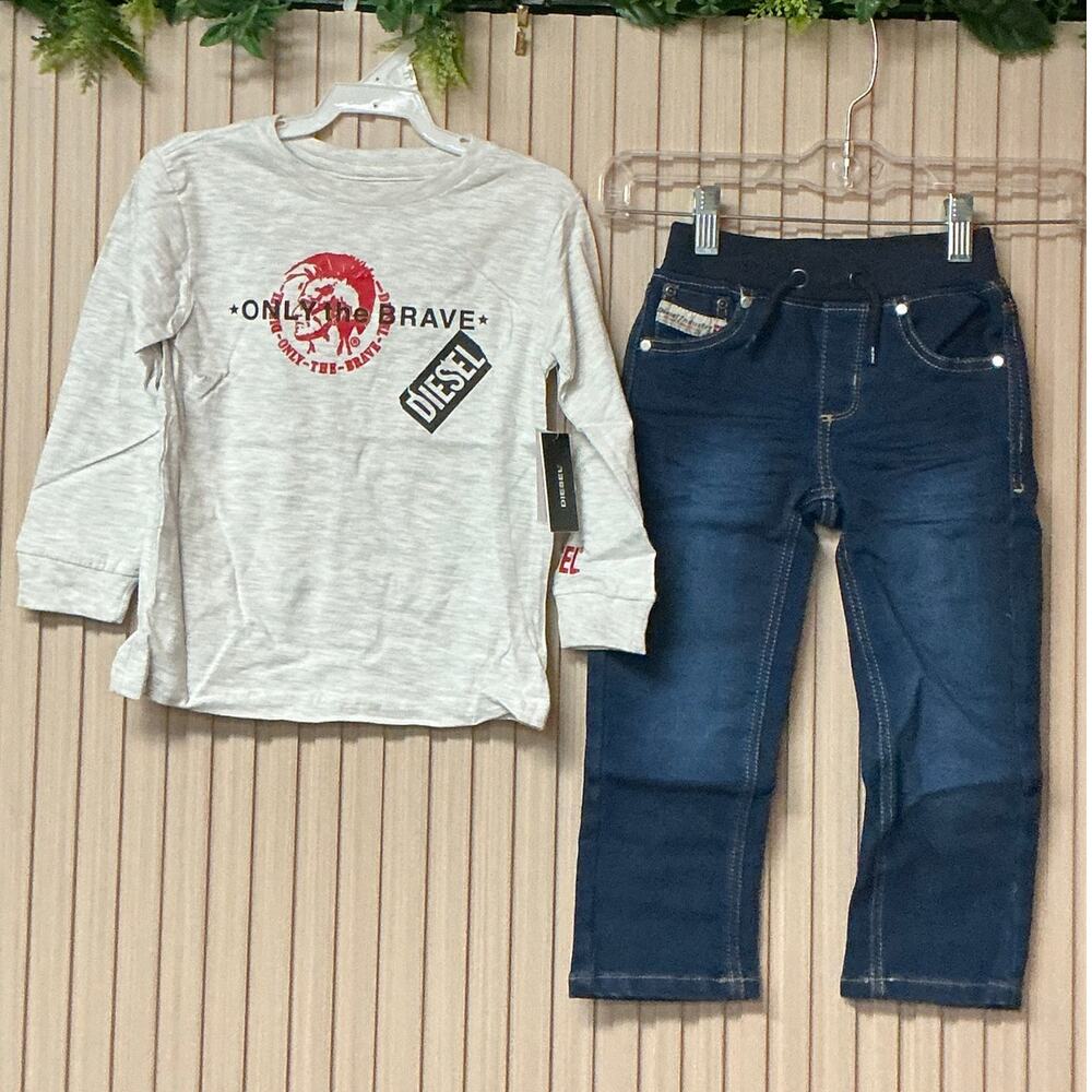 Diesel Boys “Only The Brave” Long Sleeve T-Shirt & Jeans Set Size 3T